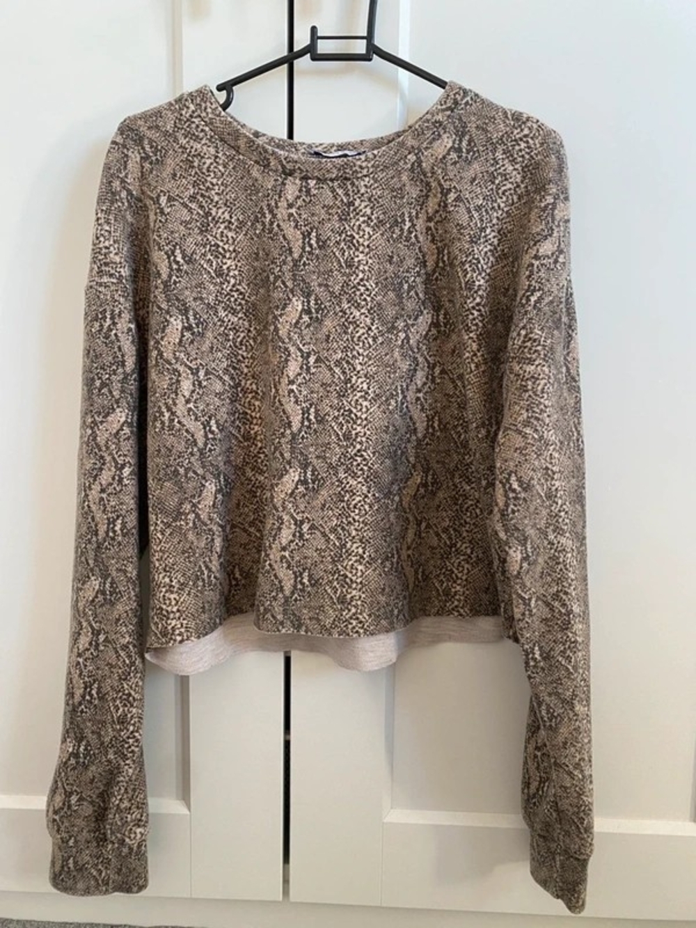 Zara Brown Snake-Print Long Sleeve Sweatshirt